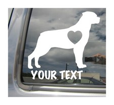 Rottweiler Dog Heart Love - Custom Name Text Car Vinyl Decal Sticker 01124