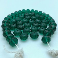 Faceted Emerald Green Rondelle Czech Glass Beads 6x8mm GCG73