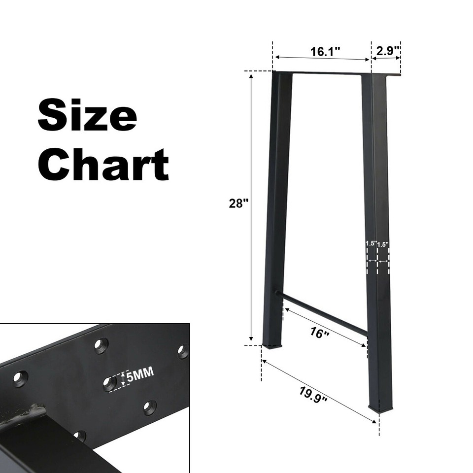 Heavy Duty Iron Coffee Table Legs - 18-40 Inch, Black Modern DIY Furniture Legs