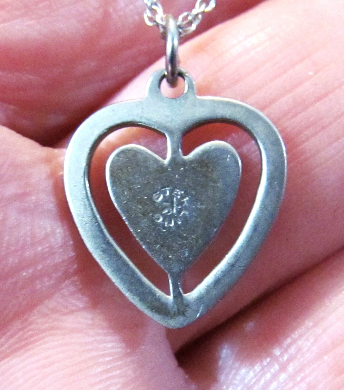 Solid Sterling Silver Open Frame Diamond Cut Hear… - image 8