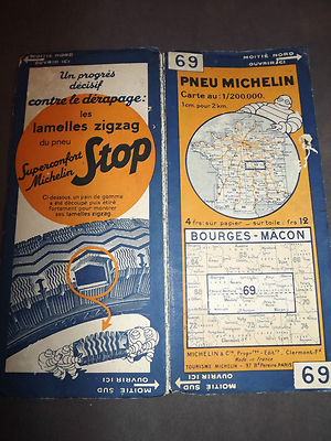 CARTE MICHELIN N°69 BOURGES-MÂCON 1948/collector BIBENDUM ancien et vintage EUR 14,99 - FR