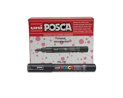 Posca PC-1M Extra Fine Bullet Tip Marker - Black, Pack of 12