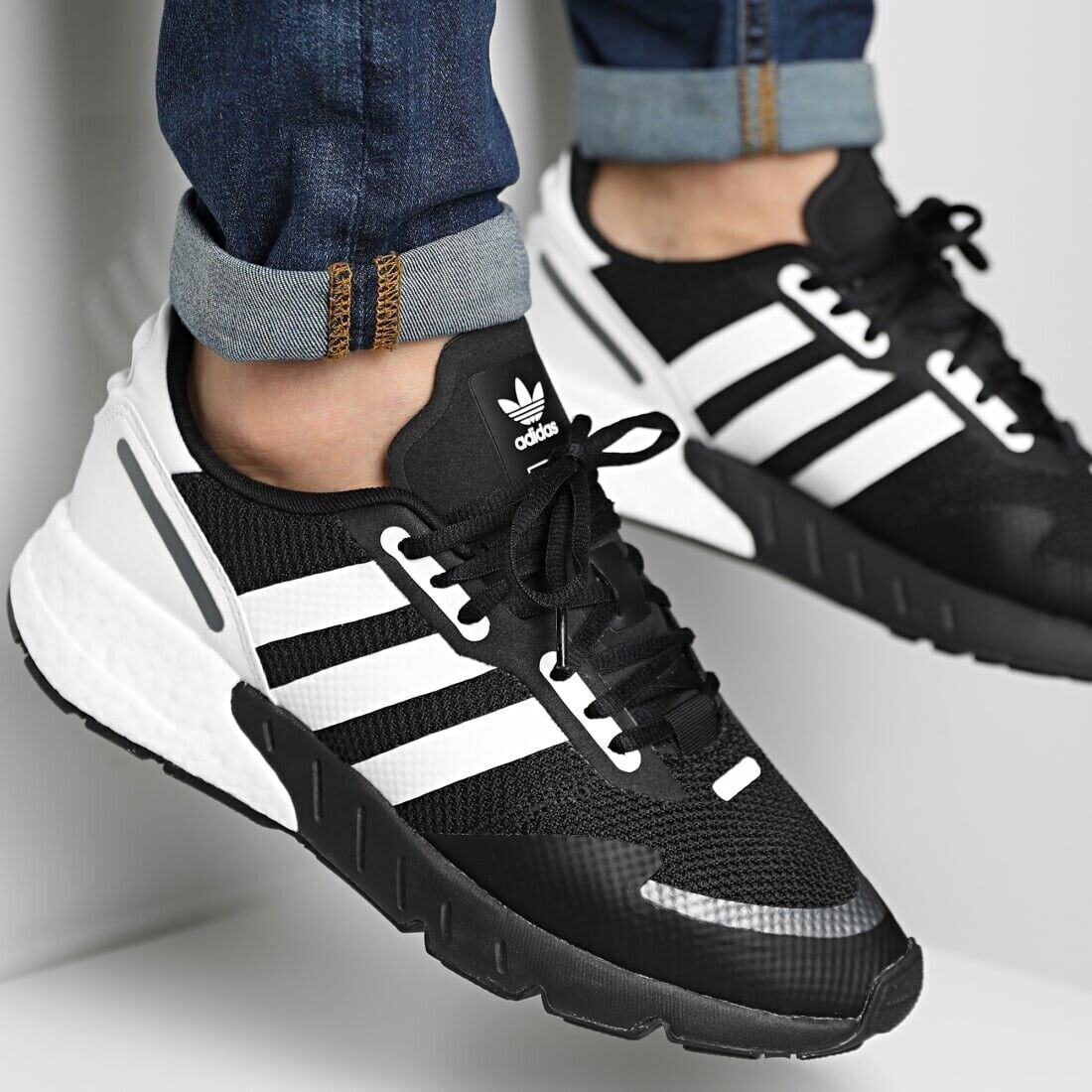 ADIDAS ORIGINALS ZX 1K BOOST BLACK/WHITE FX6515 MEN'S RUNNING CASUAL SHOES