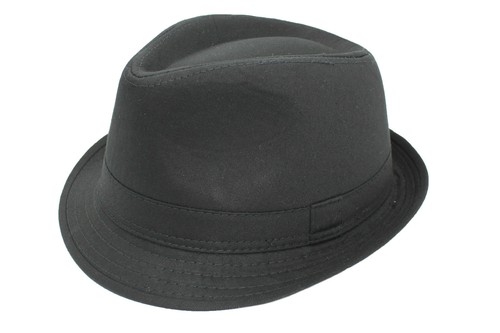 100% Cotton Plain Black Trilby Hat 