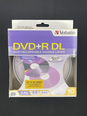 Verbatim 95166 8.5 GB 2.4X Double Layer Recordable Disc DVD plus R DL, 10-Disc