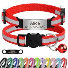 Reflective Customised Cat Collar Adjustable Personalize ID Tag For Pet Cat Puppy