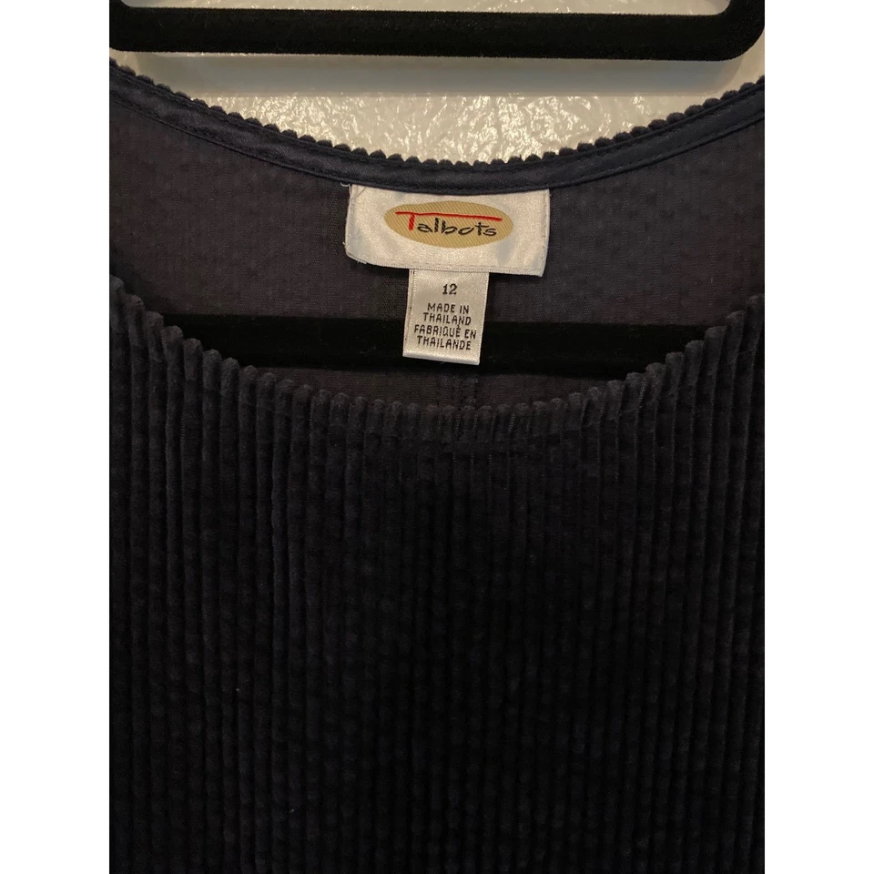 Vestido Vintage Talbots Azul Marino Pana Delantal Talla 12 Botones Bolsillos en el Hombro Foto 2 de 4