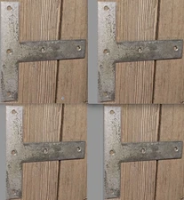 Four 6 X 6 “ “T” Reinforcing Brace Plate General Hardware Mfg Large Size Vintage
