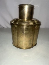 Vintage Brass Asian Tea Canister/Caddy - Etched, Flora’s, Birds - Chinoiserie