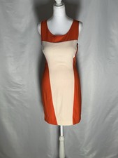 Orange Cream Colorblock Bodycon Dress Cutout Back Sleeveless Mini Vacation 