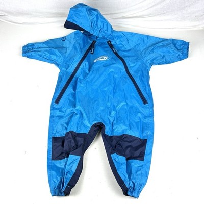 Tuffo Blue Hooded Rain Suit 18 M Zip Unisex Baby & Toddler Lightweight Outerwear