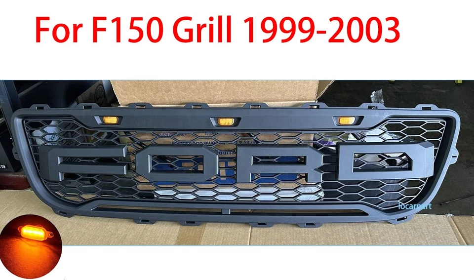 For Ford F150 Grill 1999 2000 01 02 2003 Raptor Style Front Mesh Grille w/Letter - Image 3 of 4