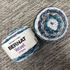 Bernat Yarnspirations Velvet Stripes Deep Lake 2 ct. Yarn Skeins