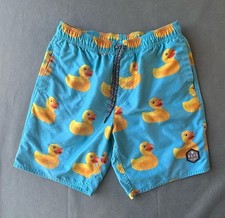 NEFF Rubber Duckie Mens Board Small Shorts Blue Tropical Drawstring beach preppy