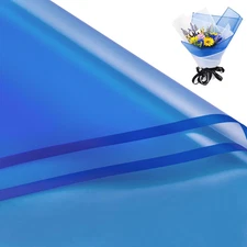 20 Sheets Flower Wrapping Paper - 22.4 x 22.4 inch Royal Blue Border Water-Resis