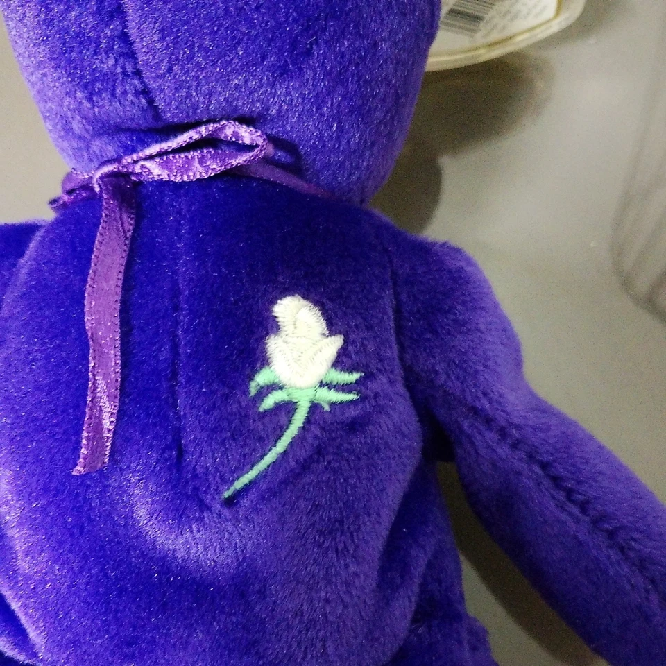 TY Beanie Baby Princess Diana Ghost Purple Teddy Bear Plush Indonesia PVC Pellet - Image 3 of 4