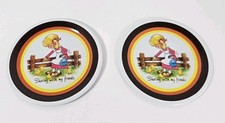 Vintage Glass Coasters Set of 2 Sharing With My Friends Girl Ducks Retro 4