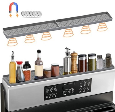 BFONS 30'' Magnetic Stove Top Shelf Spice Rack 30 x 3.5 x 0.58 inches, Grey 
