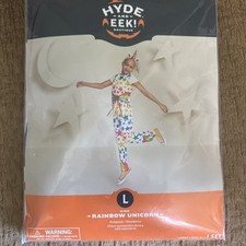 Kids Rainbow Stars Unicorn Halloween Costume Jumpsuit Headband 10-12 Large 1097