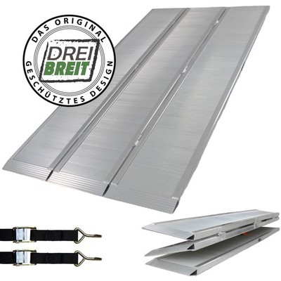 Auffahrrampe Rampe Breitrampe Alu 222 cm 2-faltbar 1650 kg Heavy Duty geriffelt