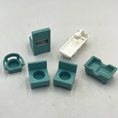 Vintage 80s Fisher Price Little People Surgery / Hospital Playset 6 Pc Set X-ray