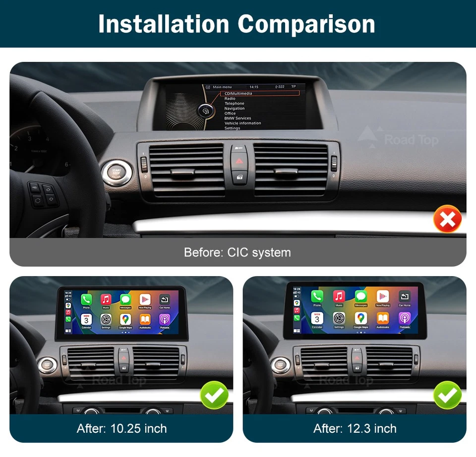 12.3" Wirless CarPlay Android Auto For Retrofit BMW 1 Series E81 E82 E87 E88 - Bild 4 von 4
