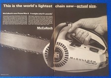 1968 McCULLOCH POWER MAC 6 CHAIN SAW CLASSIC 2pg PRINT AD LOS ANGELES CA