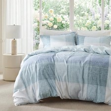 Duvet Cover Queen Size - Gingham Reversible Buffalo Plaid Duvet Cover Set with