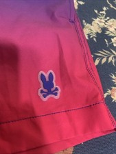 Psycho Bunny Boys Pink /blue Swim Trunks Sz 7-8 /S New No Tag