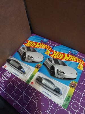 Hot Wheels 2022 Exotics - #162/250 - Tesla Roadster Sliver - LOT OF 2 - 1/64