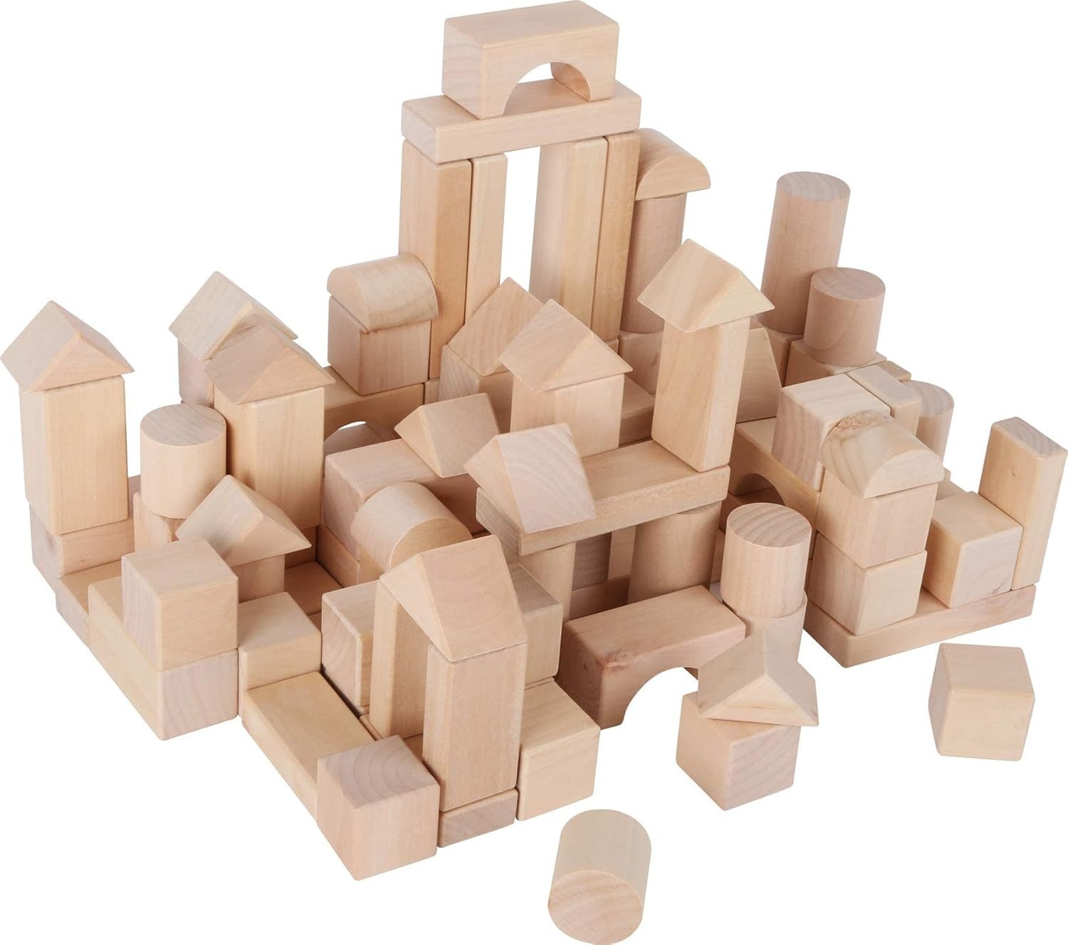 100 Stück Massivholz Bausteine Bauklötze Motorik Spielzeug Kinder Pädagogik NEU