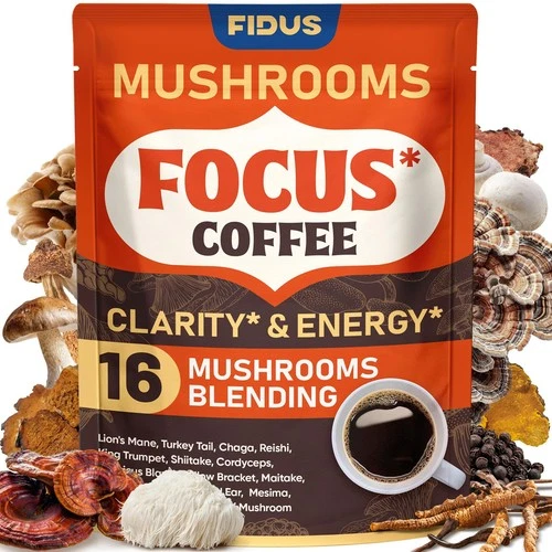 16 in 1 Mushroom Coffee with 1200mg Adaptogenic Mushrooms with Ashwagandha, P...