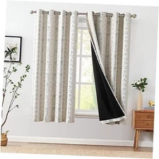  95% Blackout Boho Curtains 63 52"W x 63"L (Pack of 2) Boho | Blue on Beige