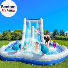 Inflatable Double Water Slide-17.7Ft Large Climber Inflatable Water Park for Big