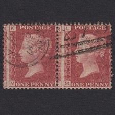 K23_30 GB QV 1864 1d PL 138 SG44-G1(2) MK-ML VFU PAIR OLD RAIN 275 CONTRARY REGS