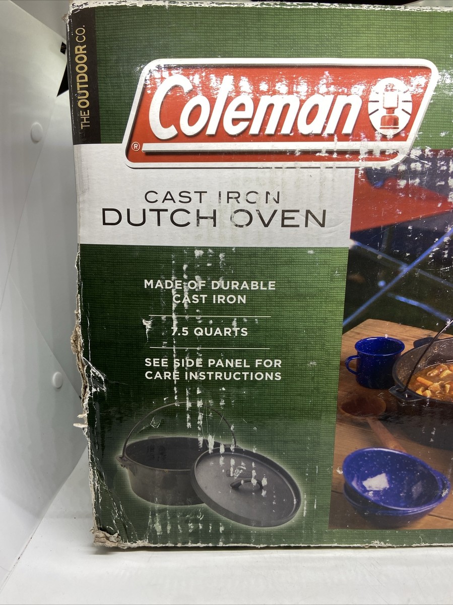 Coleman CAST IRON Dutch Oven 7.5 QUARTS BBQ Camping Outdoor