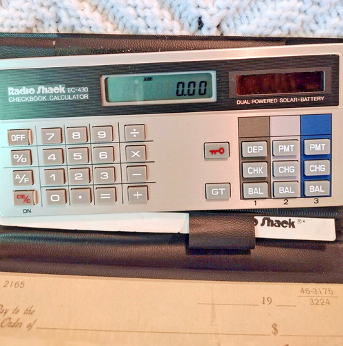 Vintage Radio Shack EC-430 Pocket Checkbook Calculator With Case And Manual WORK - Bild 2 von 5