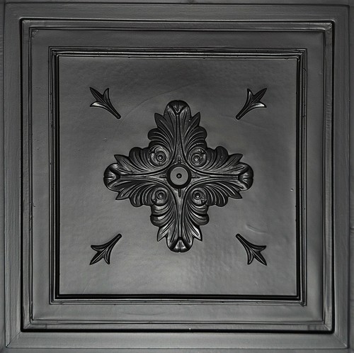 GRID SYSTEM, Pop In, 24" x 24", FAUX TIN, PVC, Ceiling Tiles, BAROQUE Black - 第 1/3 張圖片