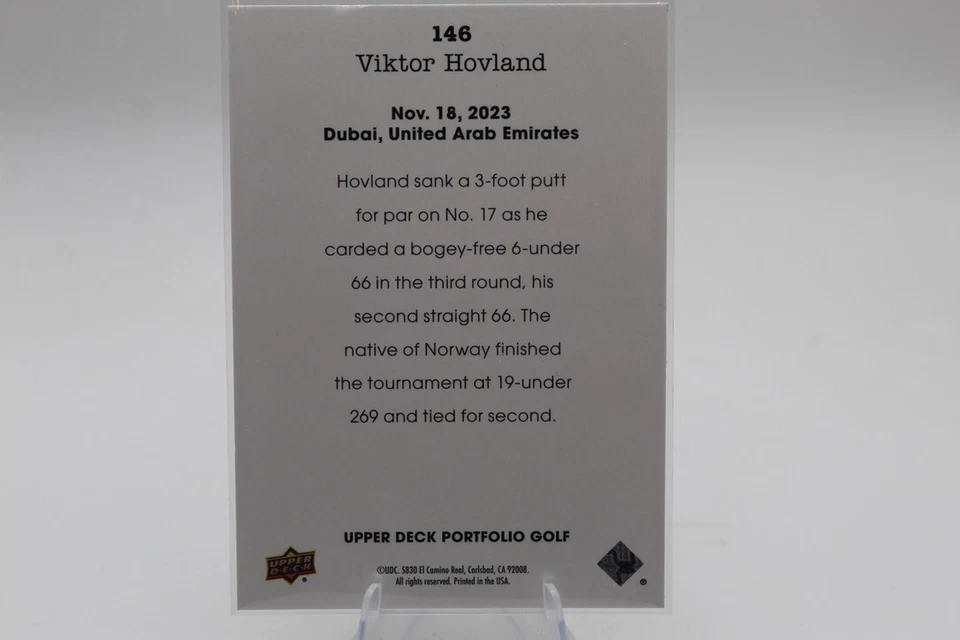 2024 Upper Deck Portfolio Golf - Wire Photos Viktor Hovland #146 - Image 2 of 2