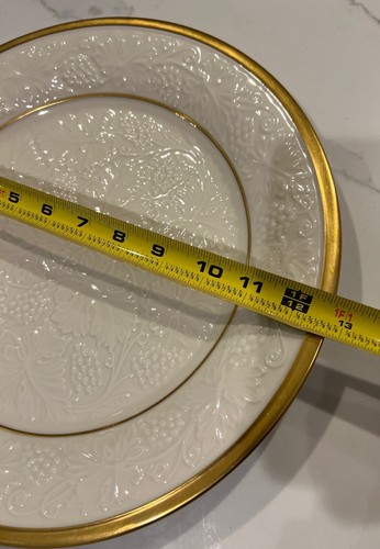 Lenox USA 24K Gold Trim Embossed Grapes 12 3/4" Ivory Chop Plate Platter Holiday - Picture 7 of 8