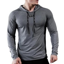 Moda Sudadera Deportiva Delgado Camisa De Manga Larga Para Hombres Con Capucha