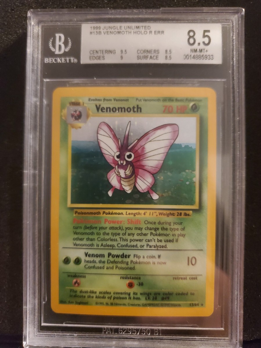 1999 Pokemon Jungle Venomoth Error No Symbol 13/64 Holo Card BGS