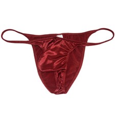 Men's Bikini Briefs Shiny Satin Underwear Male Thong Open Sides Briefs Smooth
