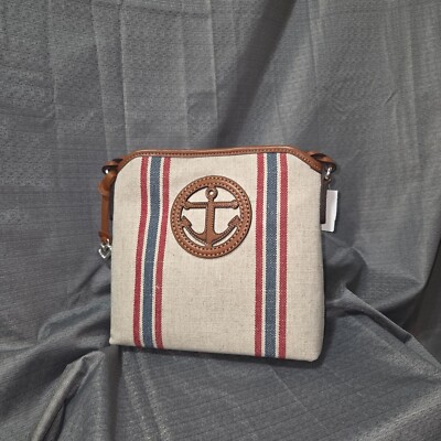 Brighton ANCHOR BAY CREW NWT $285 Canvas Nautical Cross Body Shoulder Handbag