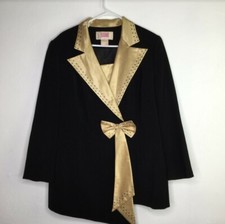 Grace Ephesians 2:5 Women's Blazer Long Sleeve Black/gold Size Plus 14w