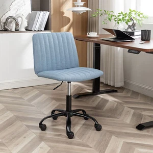 Fabric Swivel Home Office Chair Armless Rolling Desk Chair Height Adjustable