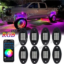 8Pods RGB LED Neon Rock Lights Underglow Music Chasing Fit Chevy Silvedado 1500
