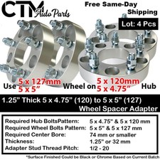 4x 1.25 Thick 5x4.75 5x120 To 5x5 5x127 Wheel Adapter Fit Acura Honda Tesla