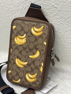 NWT Coach Sullivan Pack In Signature Canvas With Banana Print