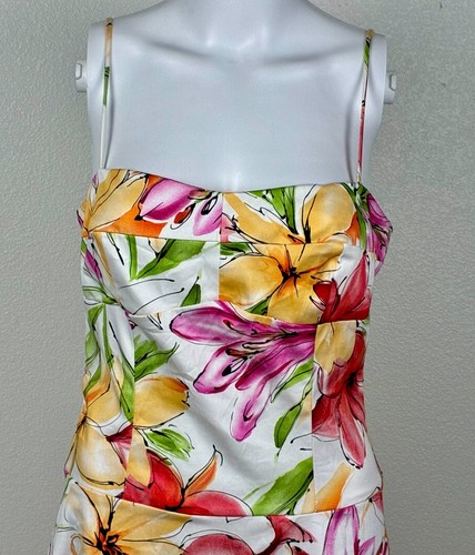 Vintage B Smart Y2K Dress Sz 10 Floral Sleeveless Sundress Beach Tropical Resort - Picture 2 of 17